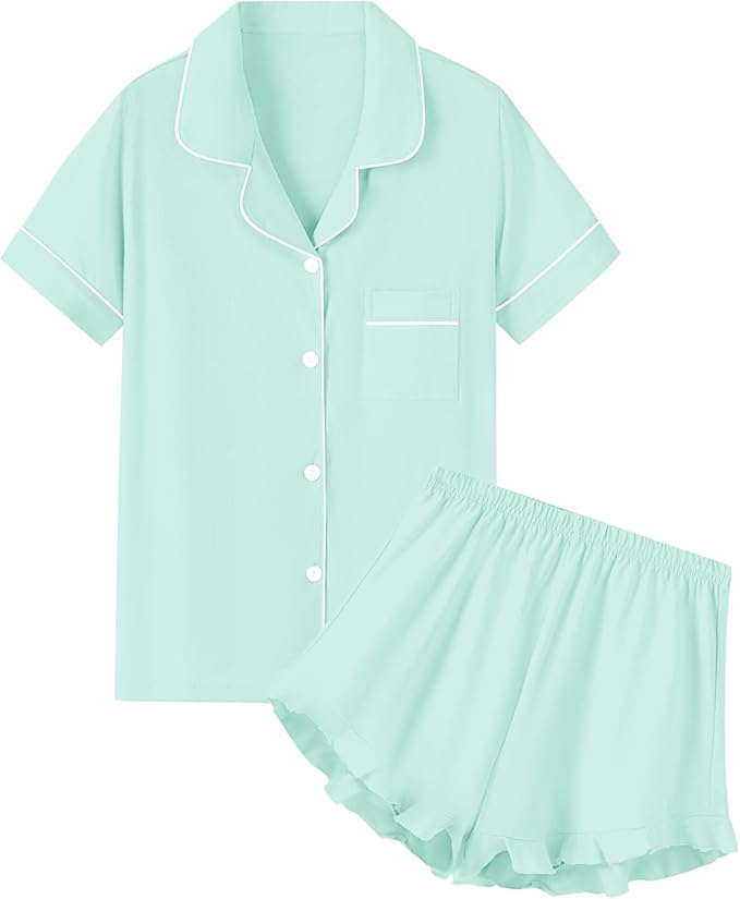 100% Cotton Shorts Pajama Set - Short Sleeve - 2 Piece