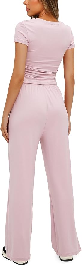 Women's Loungewear Set - Short Sleeve - Pants - 2 Piece