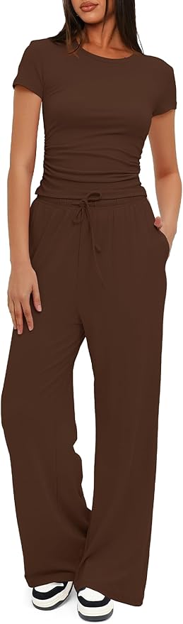 Women's Loungewear Set - Short Sleeve - Pants - 2 Piece