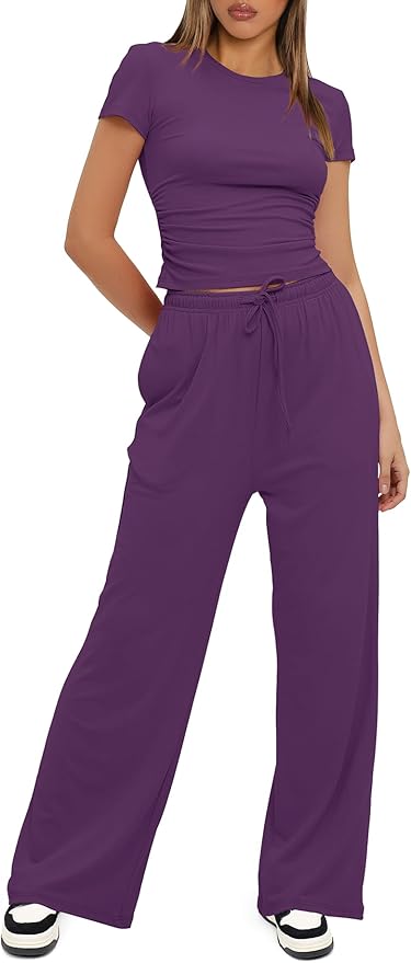 Women's Loungewear Set - Short Sleeve - Pants - 2 Piece