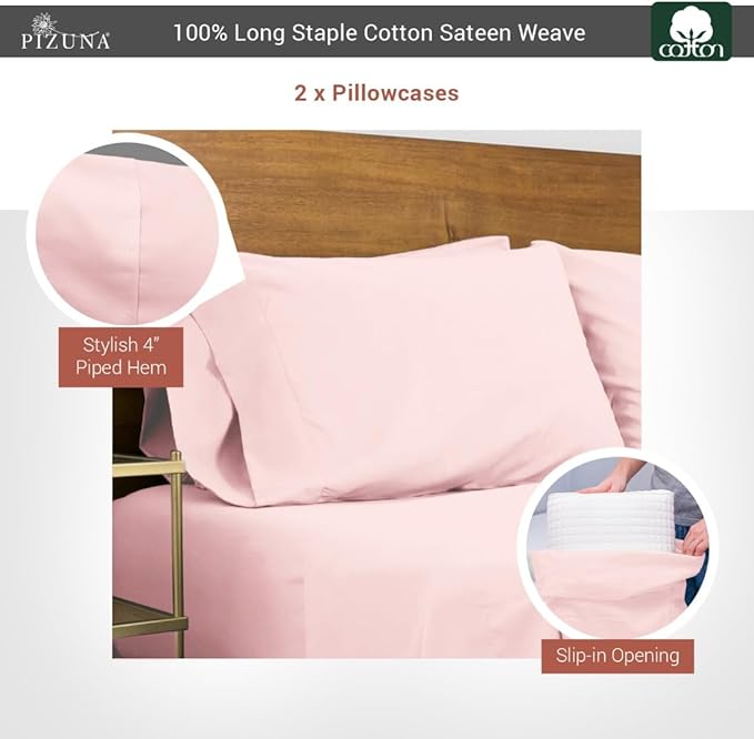 100% Cotton Pillowcase Set - Queen - 2 Piece
