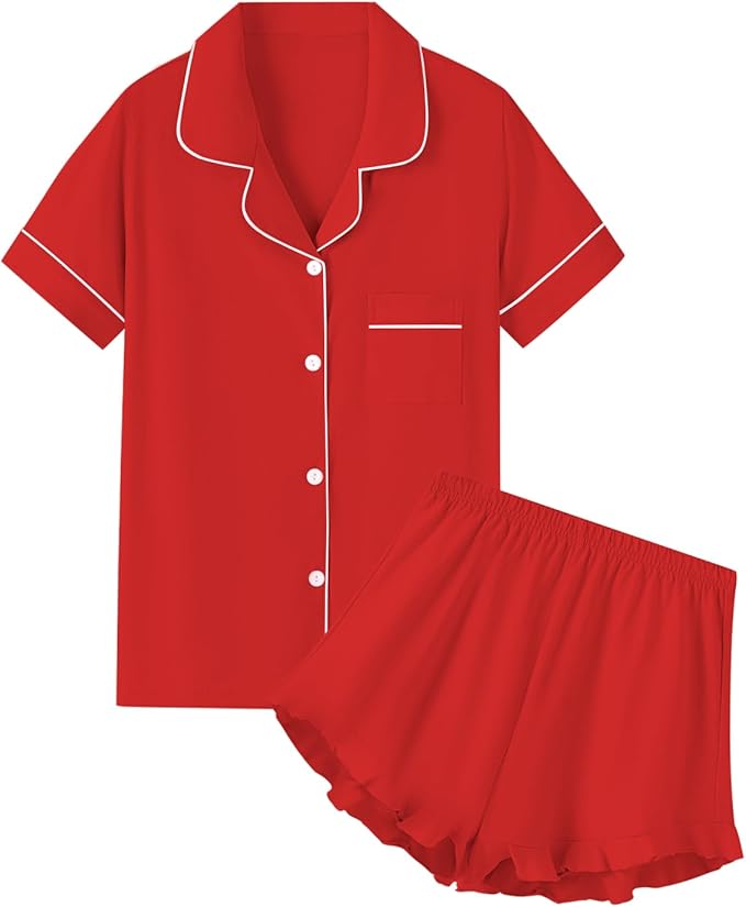 100% Cotton Shorts Pajama Set - Short Sleeve - 2 Piece