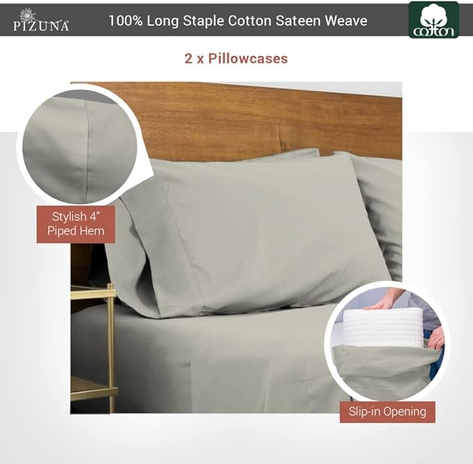 100% Cotton Pillowcase Set - King - 2 Piece