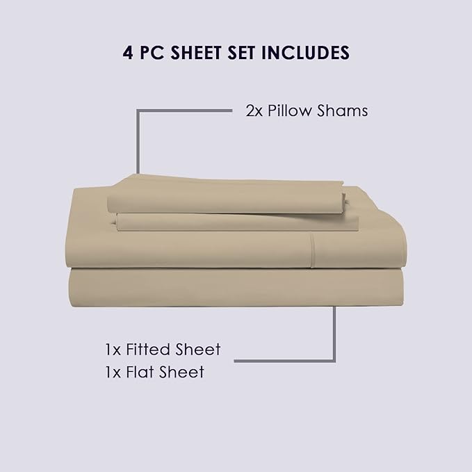 100% Cotton Bed Sheet Set - Queen - 15 in Deep Pocket