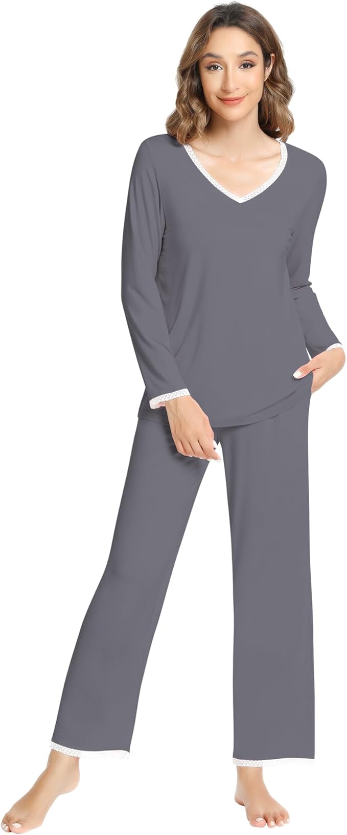 Women's Bamboo Pants Pajama Set - Long Sleeve - 2 Piece