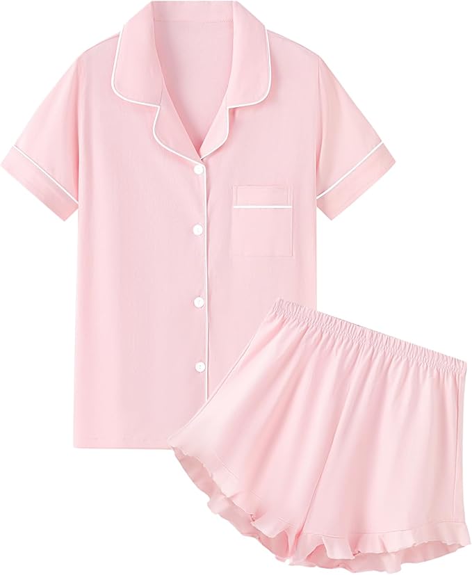 100% Cotton Shorts Pajama Set - Short Sleeve - 2 Piece