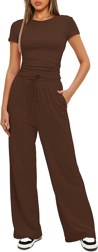 Women's Loungewear Set - Short Sleeve - Pants - 2 Piece