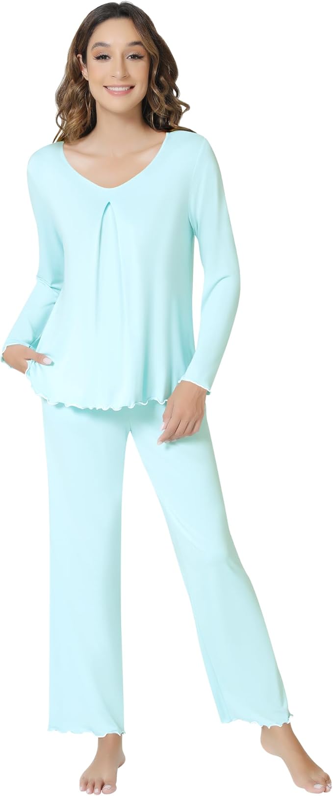Women's Bamboo Pants Pajama Set - Long Sleeve