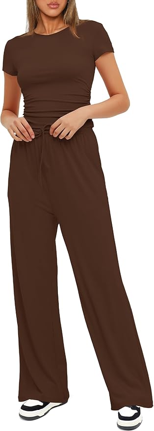 Women's Loungewear Set - Short Sleeve - Pants - 2 Piece