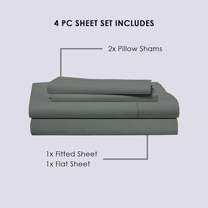 100% Cotton Bed Sheet Set - Queen - 15 in Deep Pocket - 6 Piece