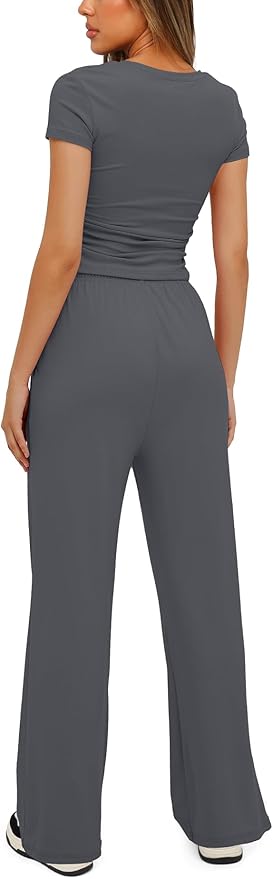 Women's Loungewear Set - Short Sleeve - Pants - 2 Piece
