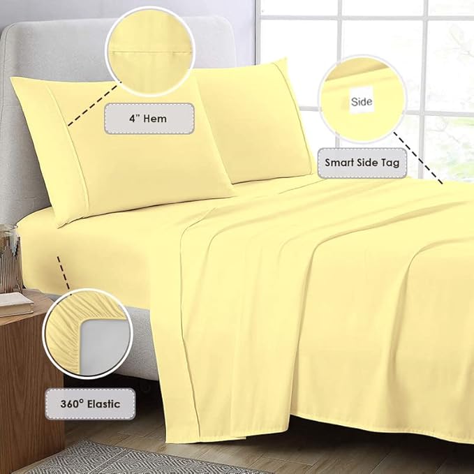 100% Cotton Bed Sheet Set - California King - 15 in Deep Pocket