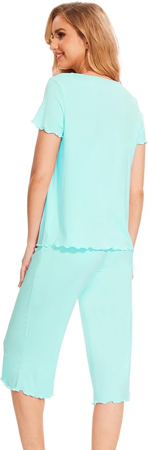 Bamboo Capri Pajama Set - Short Sleeve - 2 Piece