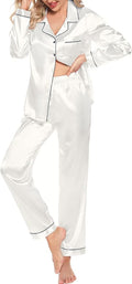 Women's Satin Pajama Set - Long Sleeve - 2 Piece