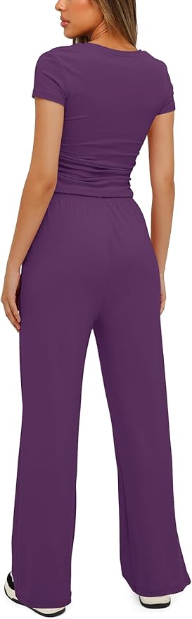 Women's Loungewear Set - Short Sleeve - Pants - 2 Piece