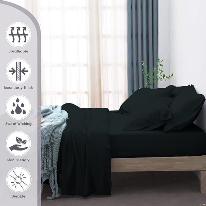100% Cotton Bed Sheet Set - Queen - 6 Piece
