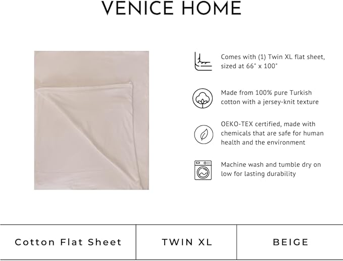 100% Cotton Flat Sheet - Twin XL