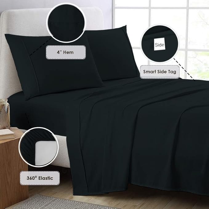 100% Cotton Bed Sheet Set - Queen - 6 Piece