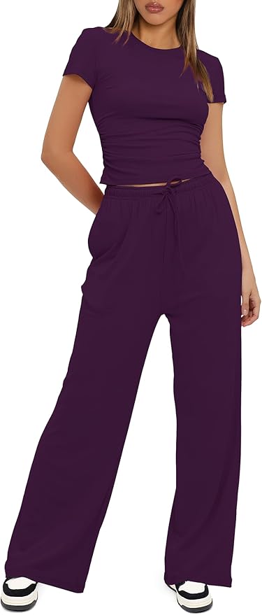 Women's Loungewear Set - Short Sleeve - Pants - 2 Piece