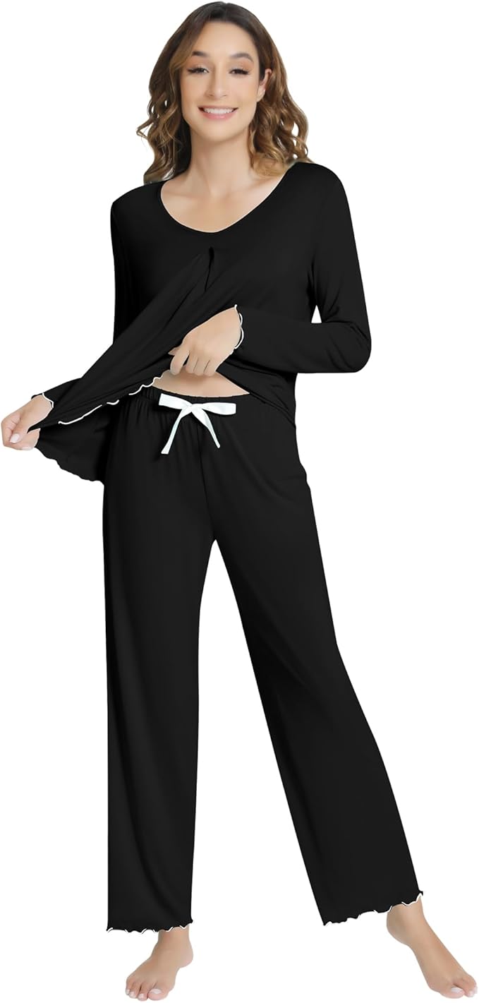 Women's Bamboo Pants Pajama Set - Long Sleeve
