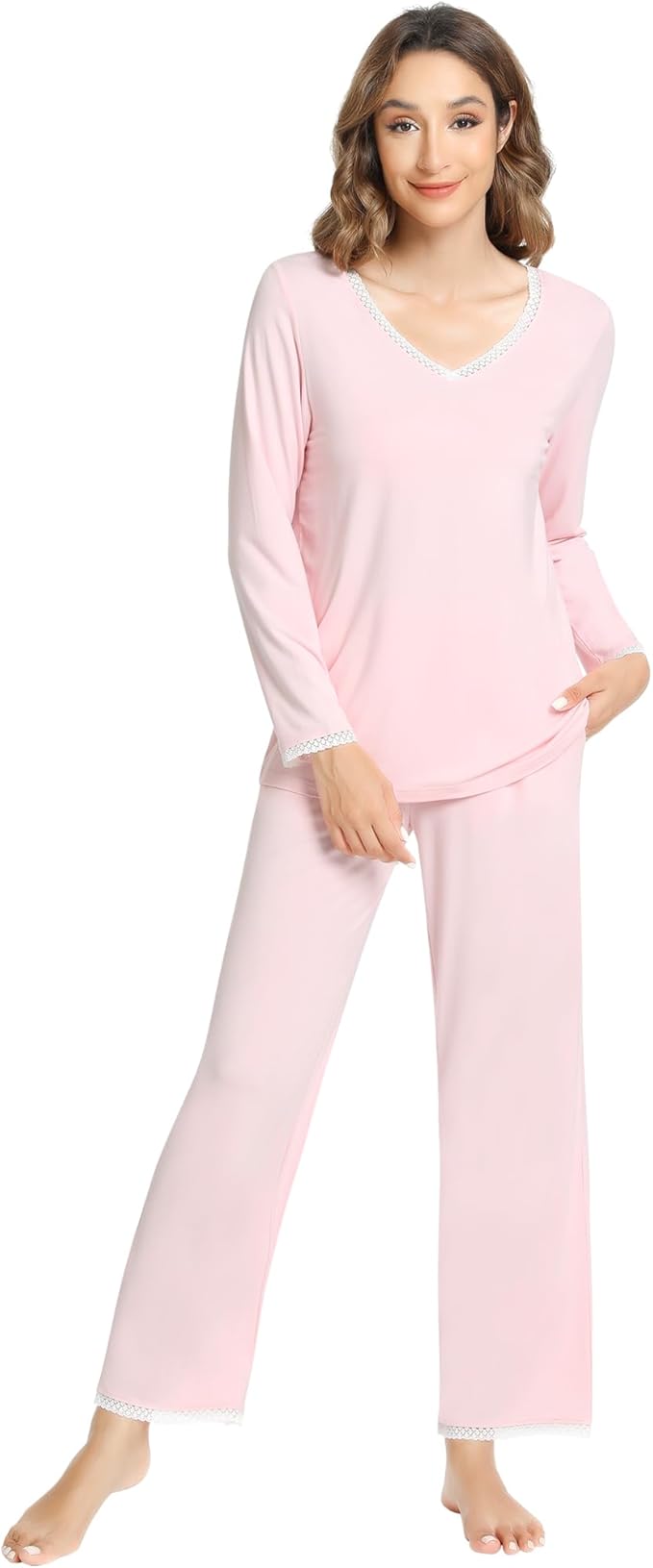 Women's Bamboo Pants Pajama Set - Long Sleeve - 2 Piece