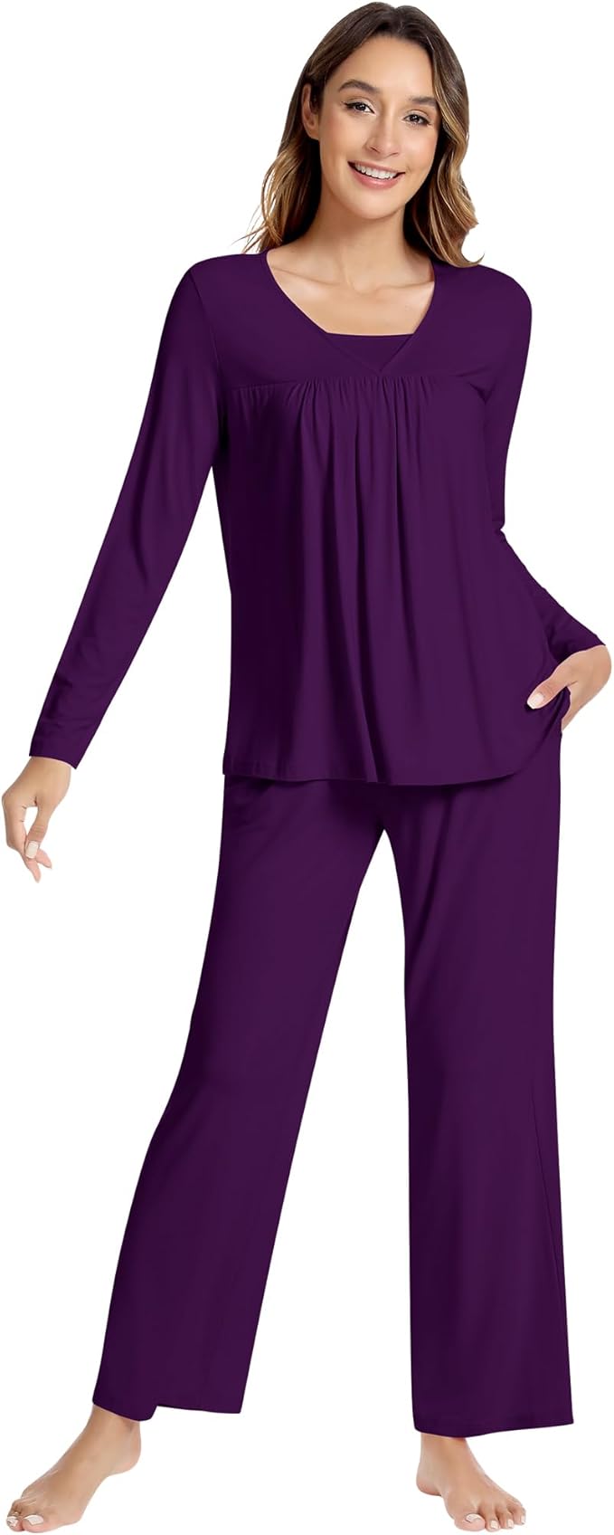 Women's Bamboo Pants Pajama Set - Long Sleeve - 2 Piece
