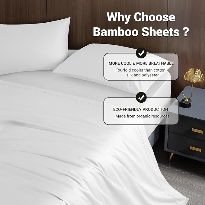 Bamboo Cooling Bed Sheet Set - King - 4 Piece