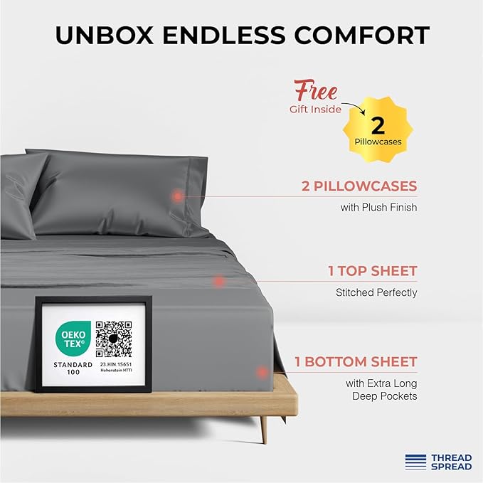 Bed Sheet Set - Queen - 17 in Deep Pocket - 4 Piece