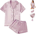 Satin Pajama Set - Short Sleeve - 4 Piece