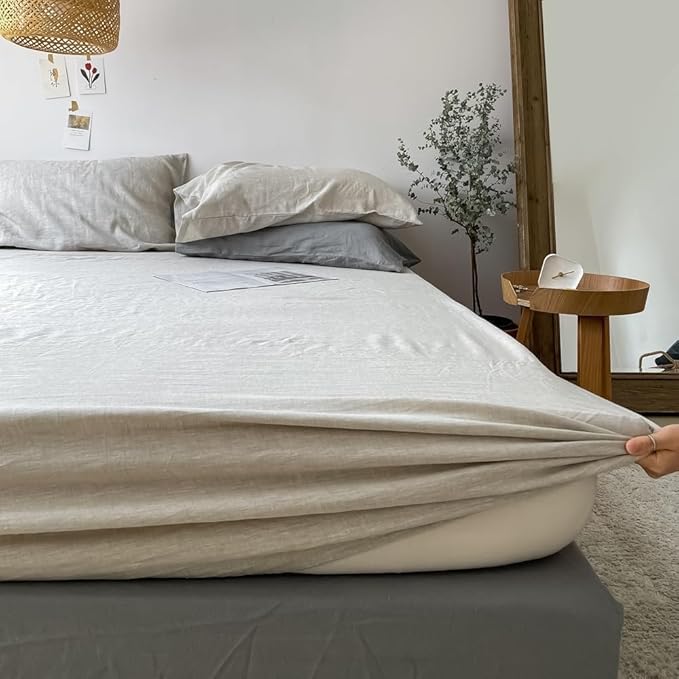 Linen Bed Sheet Set - Queen - 4 Piece