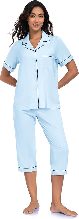 Women's Capri Pajama Set - Short Sleeve