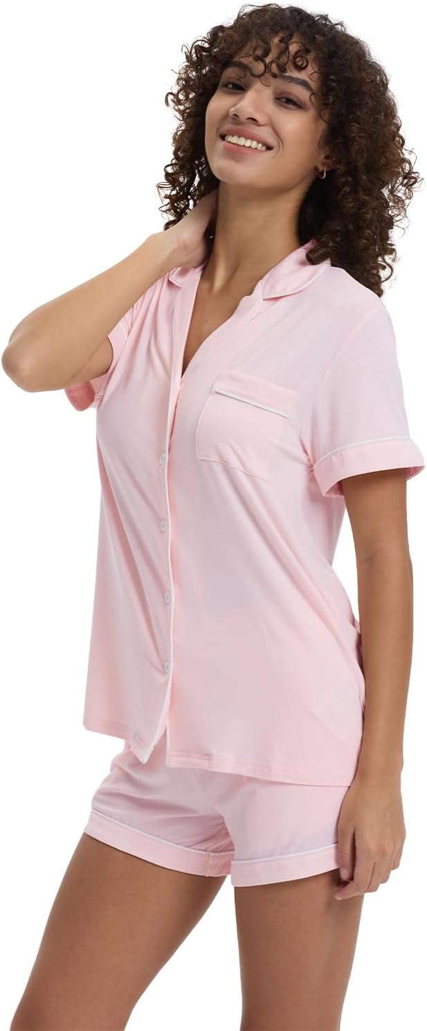 Women's Bamboo Cooling Pajama Set - Short Sleeve - 2 Piece