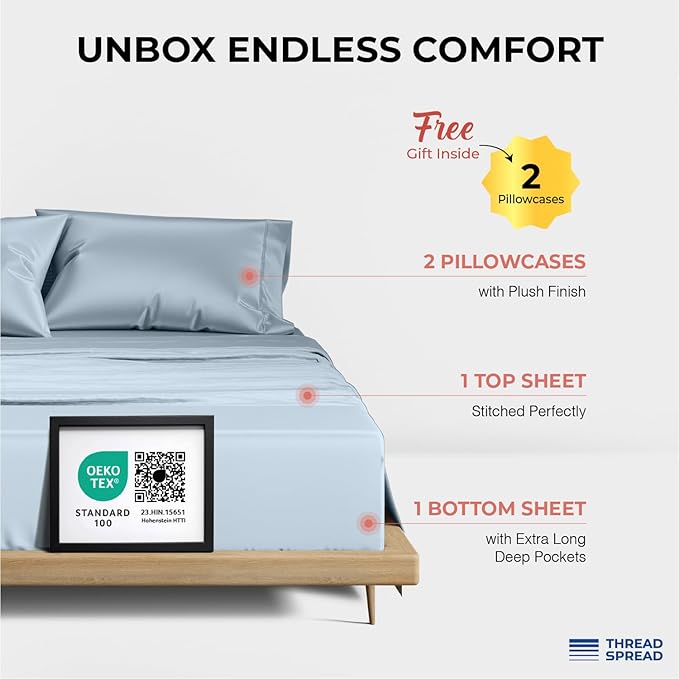 Bed Sheet Set - Queen - 17 in Deep Pocket - 4 Piece