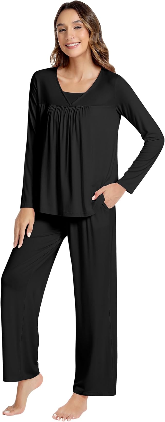 Women's Bamboo Pants Pajama Set - Long Sleeve - 2 Piece