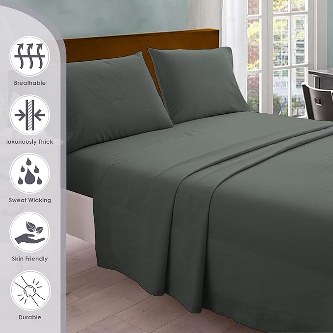 100% Cotton Bed Sheet Set - Full - 15 in Deep Pocket
