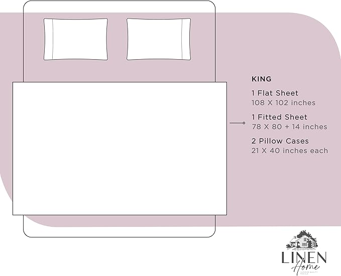 100% Cotton Bed Sheet Set - King - 4 Piece
