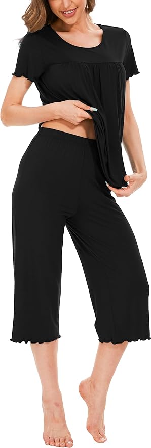 Bamboo Capri Pajama Set - Short Sleeve - 2 Piece