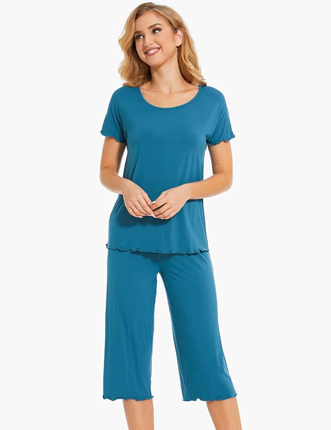 Bamboo Capri Pajama Set - Short Sleeve - 2 Piece