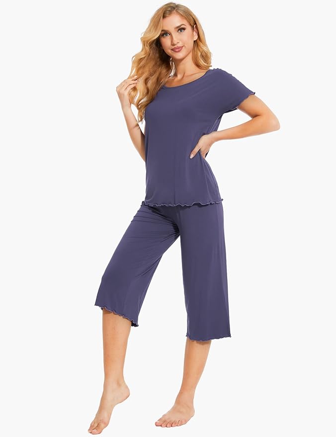 Bamboo Capri Pajama Set - Short Sleeve - 2 Piece