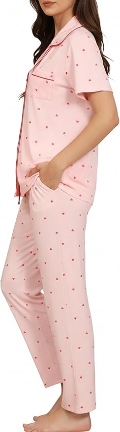 Women's Pants Pajama Set - Short Sleeve - 2 Piece