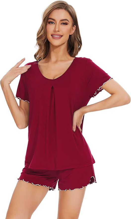 Bamboo Cooling Shorts Pajama Set - Short Sleeve - 2 Piece