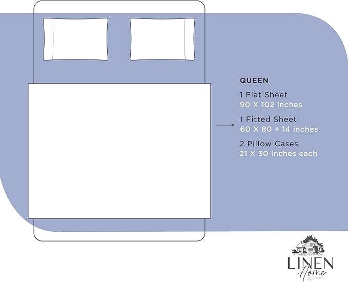 100% Cotton Bed Sheet Set - Queen - 4 Piece