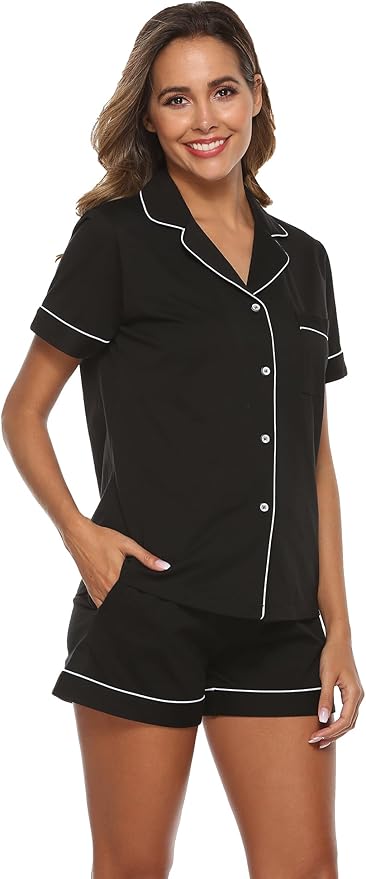 100% Cotton Pajama Set - Short Sleeve - 2 Piece