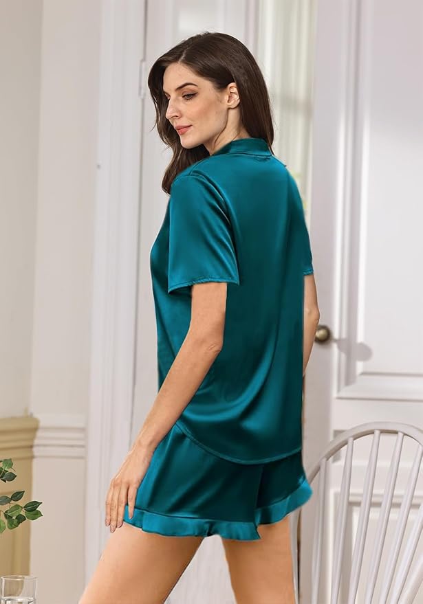 Women's Satin Pajama Set - 2 Piece