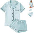 Satin Pajama Set - Short Sleeve - 4 Piece