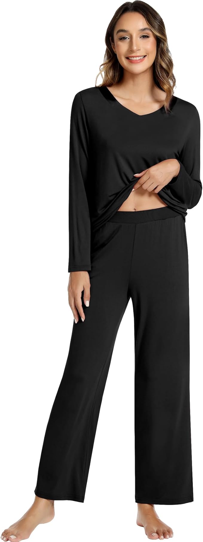 Women's Bamboo Pants Pajama Set - Long Sleeve - 2 Piece