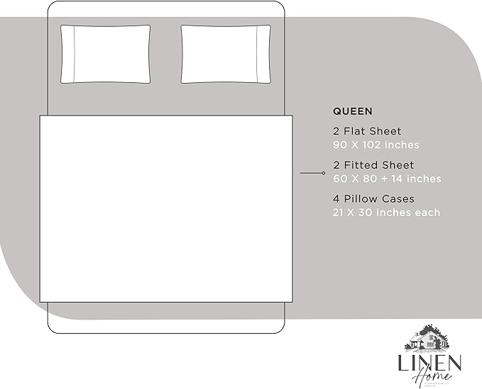 100% Cotton Bed Sheet Set - Queen - 8 Piece