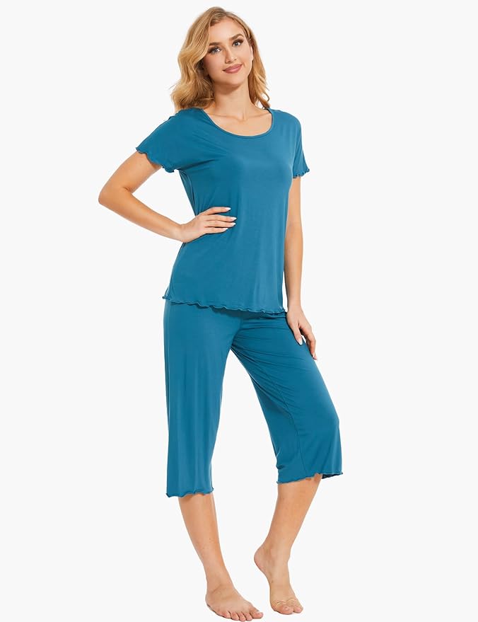 Bamboo Capri Pajama Set - Short Sleeve - 2 Piece