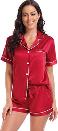 Women's Satin Pajama Set - Short Sleeve - 2 Piece