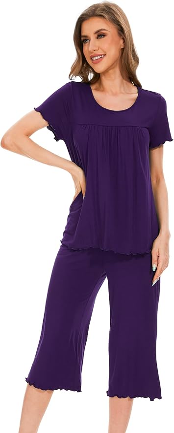 Bamboo Capri Pajama Set - Short Sleeve - 2 Piece
